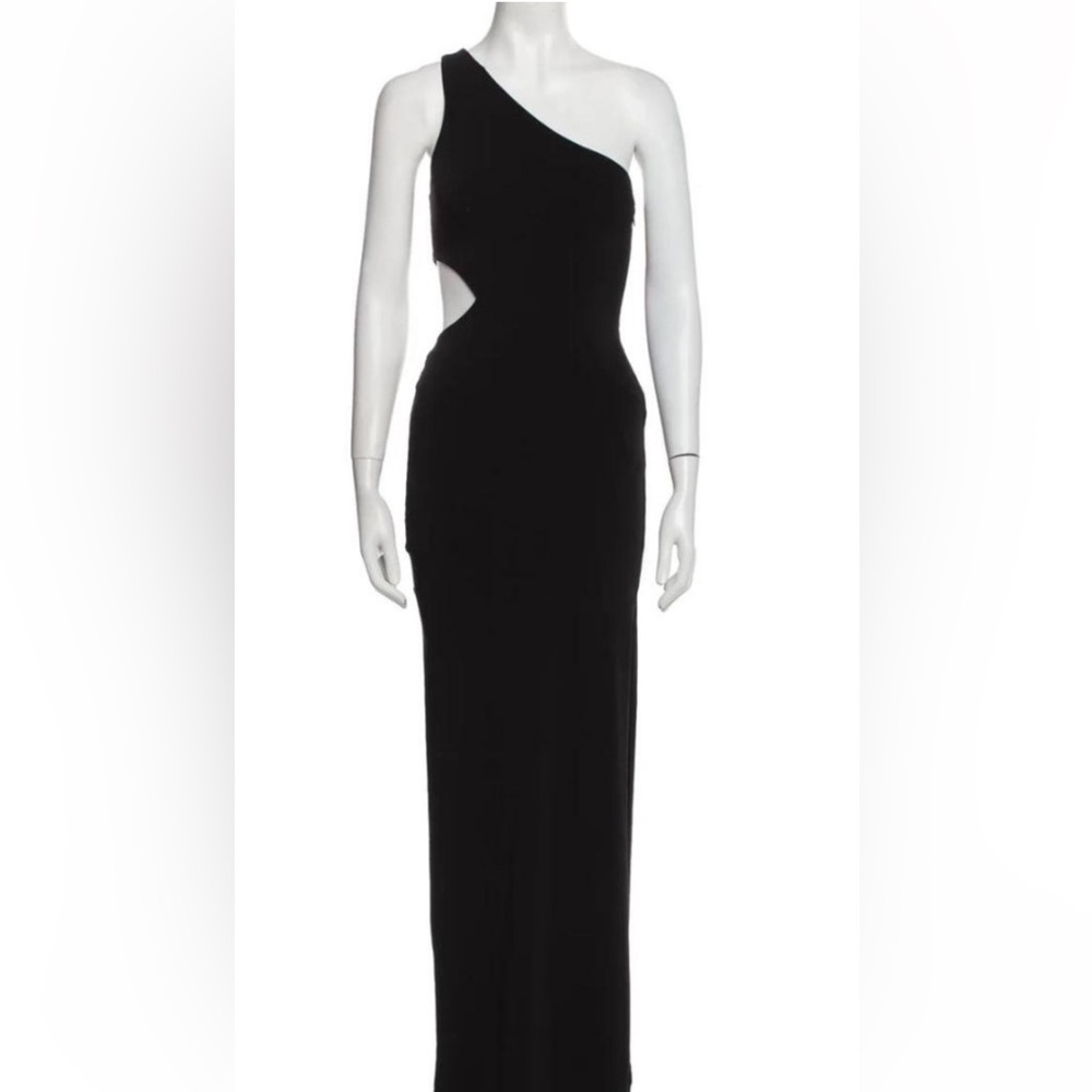 Alice + Olivia Black One-Shoulder Cutout Maxi Dress